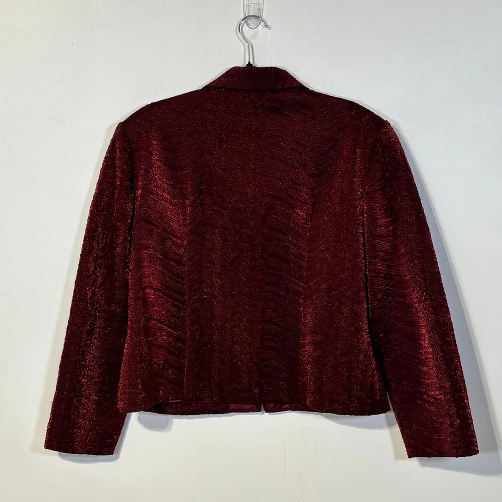 Vintage Joseph Ribkoff Red Textured Jacket Women’s Size 16 Zipper Closure
